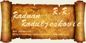 Radman Raduljesković vizit kartica